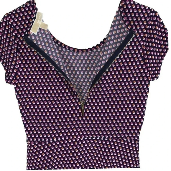 Michael Kors Medium Navy Blue Pink Circle Print Skater Dress - Picture 5 of 12